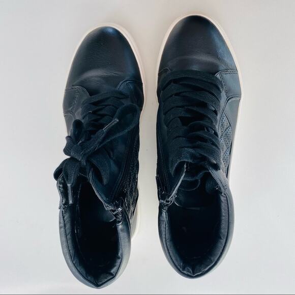 STEVE MADDEN Euriah Black High Top Quilted Vegan Leather Lace Up Sneaker Shoes 7 - Picture 2 of 6